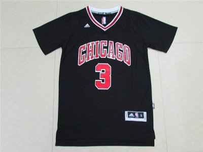 Maillot De Basket Chicago Bulls Dwyane Wade 3 Manches Courtes Noir
